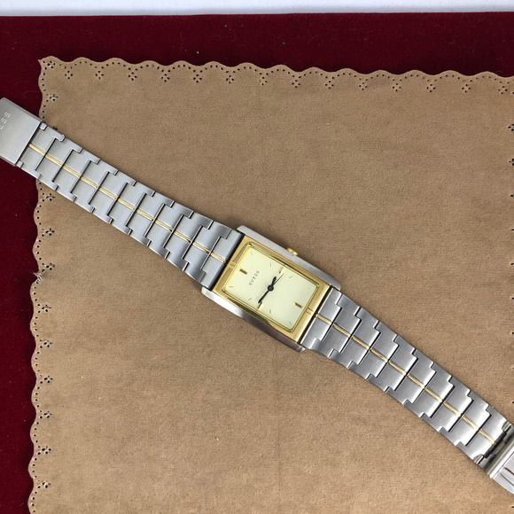 Vintage Elegant Guess 2Tone Gold Silver Tank Watch